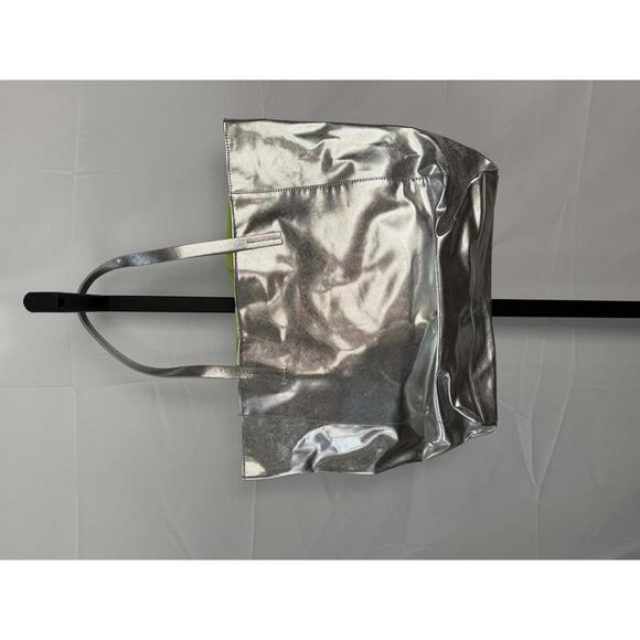 Silver Metallic Tote Bag with Dual Handles - Picture 2 of 5